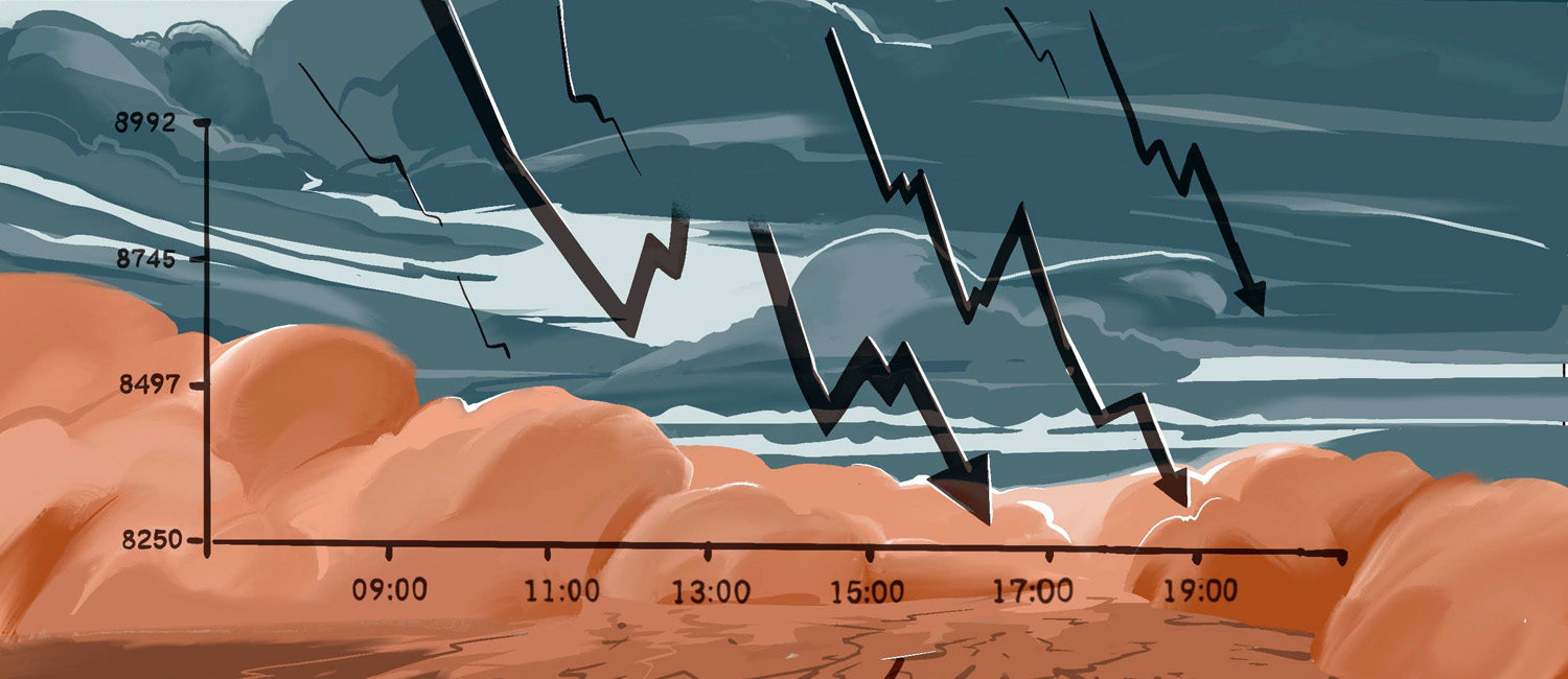 Illustration eines Sturms und stilisierten Bilanzen