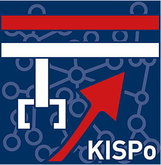 Logo des Projekts KISPo in Blau, Weiß und Rot