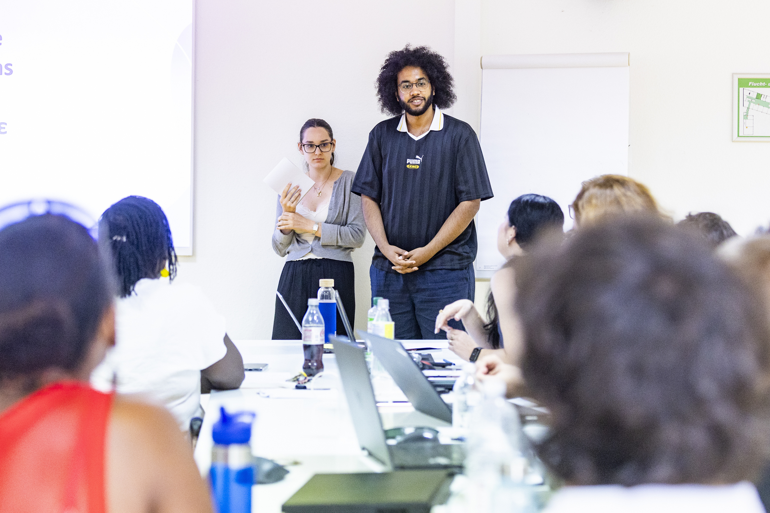 Two students answer the audience’s questions 